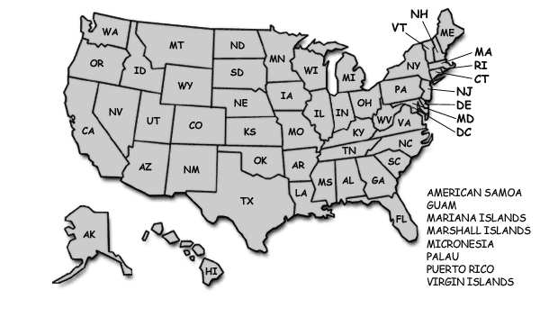 map of the united states and territories